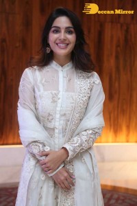 Actress Samyuktha Menon in a white salwar kameez