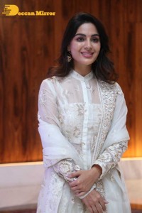 Actress Samyuktha Menon in a white salwar kameez