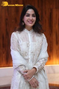 Actress Samyuktha Menon in a white salwar kameez