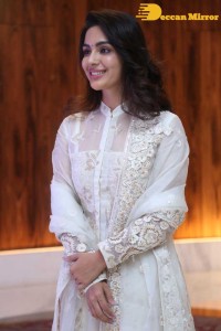 Actress Samyuktha Menon in a white salwar kameez