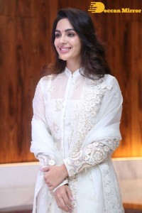 Actress Samyuktha Menon in a white salwar kameez