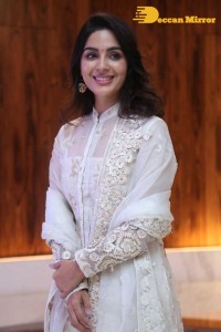 Actress Samyuktha Menon in a white salwar kameez