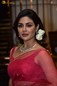 actress samyuktha menon in a red saree