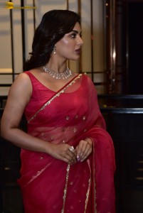 actress samyuktha menon in a red saree