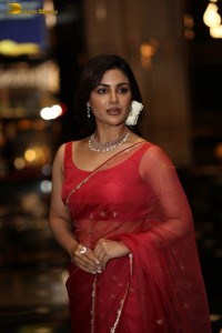 actress samyuktha menon in a red saree