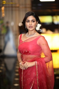 actress samyuktha menon in a red saree