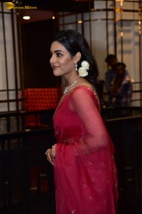 actress samyuktha menon in a red saree