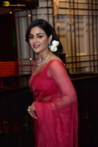 actress samyuktha menon in a red saree