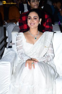 actress samyuktha menon in a white saree attending a movie event