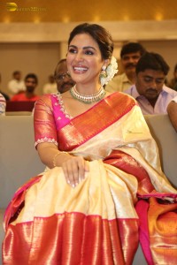 actress samyuktha menon in a saree attending a movie function