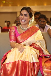 actress samyuktha menon in a saree attending a movie function