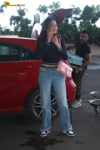 actress and bigg boss winner Sana Makbul spotted at mumbai airport in a playful mood