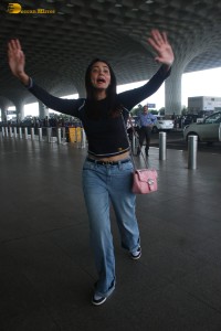 actress and bigg boss winner Sana Makbul spotted at mumbai airport in a playful mood