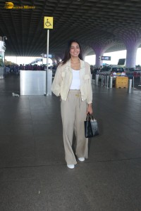 actress and bigg boss winner sana makbul in a trendy outfit spotted at airport