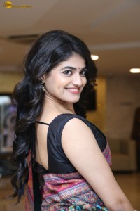 Indian actress Sangeerthana Vipin in a colorful black saree