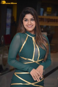 Telugu Actress Sanjana Anand in a green dress