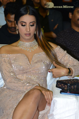 Kannada and Telugu Actress Sanjjanaa seen at a Movie Event.