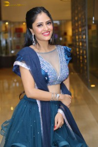 Indian actress sanya thakur sexy photoshoot in a cleavage revealing blue dress