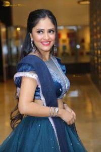 Indian actress sanya thakur sexy photoshoot in a cleavage revealing blue dress