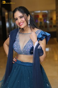 Indian actress sanya thakur sexy photoshoot in a cleavage revealing blue dress