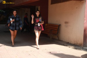 bollywood actress Sara Ali Khan leaving gym in shorts