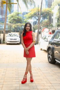 bollywood actress Sara Ali Khan in a short red dress
