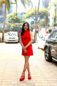 bollywood actress Sara Ali Khan in a short red dress