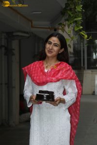 actress Sara Ali Khan in a white salwar on her birthday