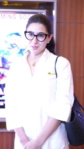actress sara ali khan cute in a white shirt