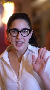 actress sara ali khan cute in a white shirt