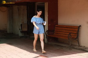 actress Sara Ali Khan cute in a short blue dress