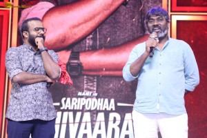 Saripodhaa Sanivaaram Pre-Release Function attended by Nani, Priyanka Arul Mohan, SJ Suryah, and Ali