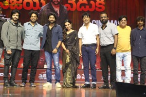 Saripodhaa Sanivaaram Vijaya Veduka attended by Nani, Priyanka Arul Mohan, Ali, SJ Suryah, and Dil Raju