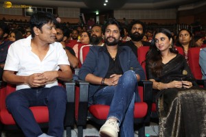 Saripodhaa Sanivaaram Vijaya Veduka attended by Nani, Priyanka Arul Mohan, Ali, SJ Suryah, and Dil Raju