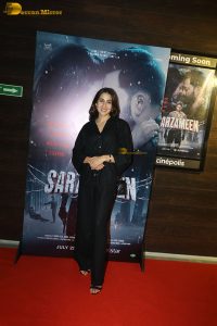 Sarzameen Screening attended by Ibrahim Ali Khan, Sara Ali Khan, Shubhangi Dutt, Anupam Kher, and others