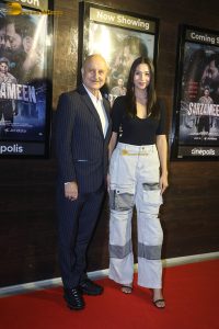 Sarzameen Screening attended by Ibrahim Ali Khan, Sara Ali Khan, Shubhangi Dutt, Anupam Kher, and others