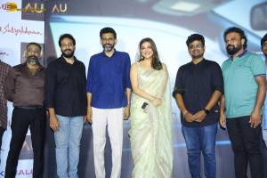 Satyabhama First Look Launch attended by Kajal Aggarwal, Akhil Degala, and Sekhar Kammula