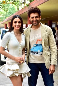 Kiara Advani and Kartik Aaryan promote the film Satyaprem Ki Katha on June 22, 2023