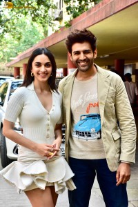 Kiara Advani and Kartik Aaryan promote the film Satyaprem Ki Katha on June 22, 2023