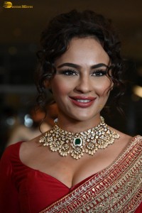 actress Seerat Kapoor dazzling in a red saree