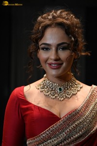 actress Seerat Kapoor dazzling in a red saree