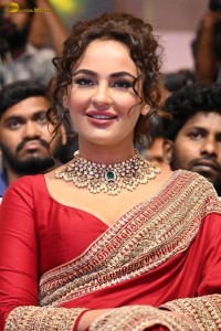 actress Seerat Kapoor dazzling in a red saree