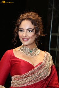 actress Seerat Kapoor dazzling in a red saree