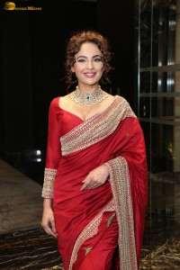 actress Seerat Kapoor dazzling in a red saree