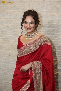 actress Seerat Kapoor dazzling in a red saree