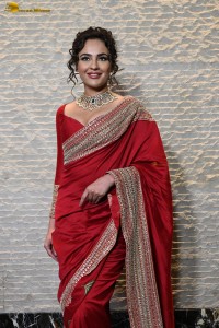 actress Seerat Kapoor dazzling in a red saree
