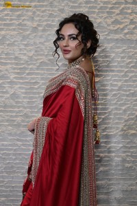 actress Seerat Kapoor dazzling in a red saree