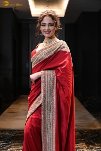 actress Seerat Kapoor dazzling in a red saree