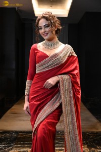 actress Seerat Kapoor dazzling in a red saree