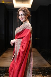 actress Seerat Kapoor dazzling in a red saree